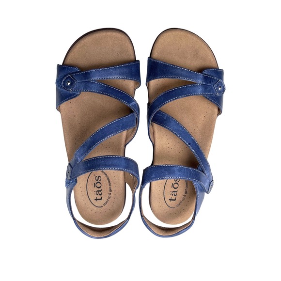 Taos Women's BIG TIME Blue Leather Slingback Strappy Sandals Size 7 Comfort Shoe - Picture 1 of 9